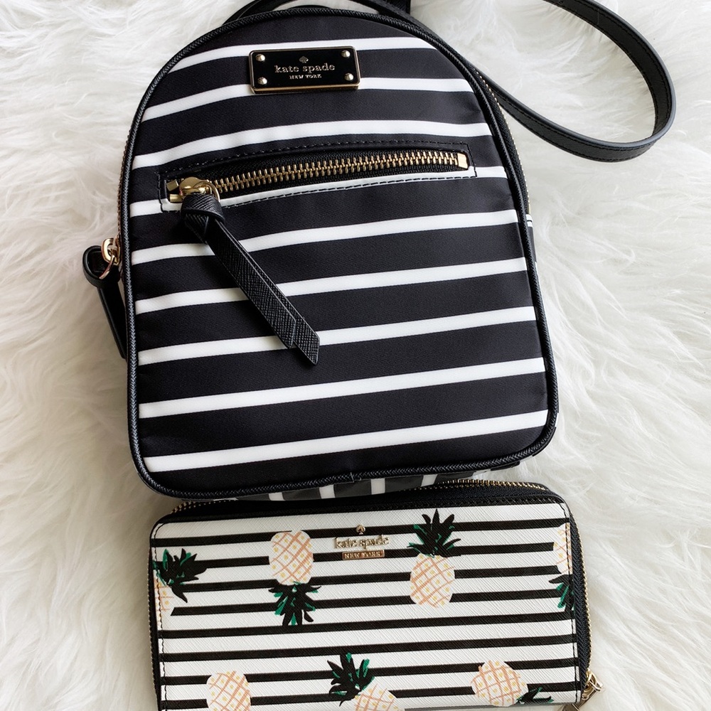 Bundle kate spade backpack wallet stripe - Picture 3 of 8